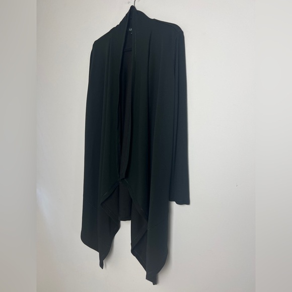 Lauren Ralph Lauren Black Open Front Shark Bite Hem Lightweight Open Cardigan M - Picture 8 of 13